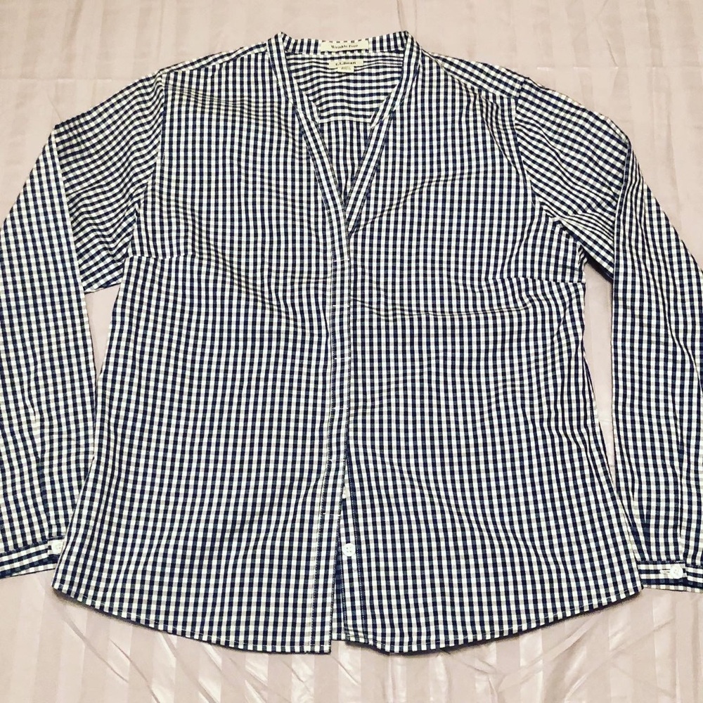 Adorable Blue Plaid Blouse! Brand - LL Bean